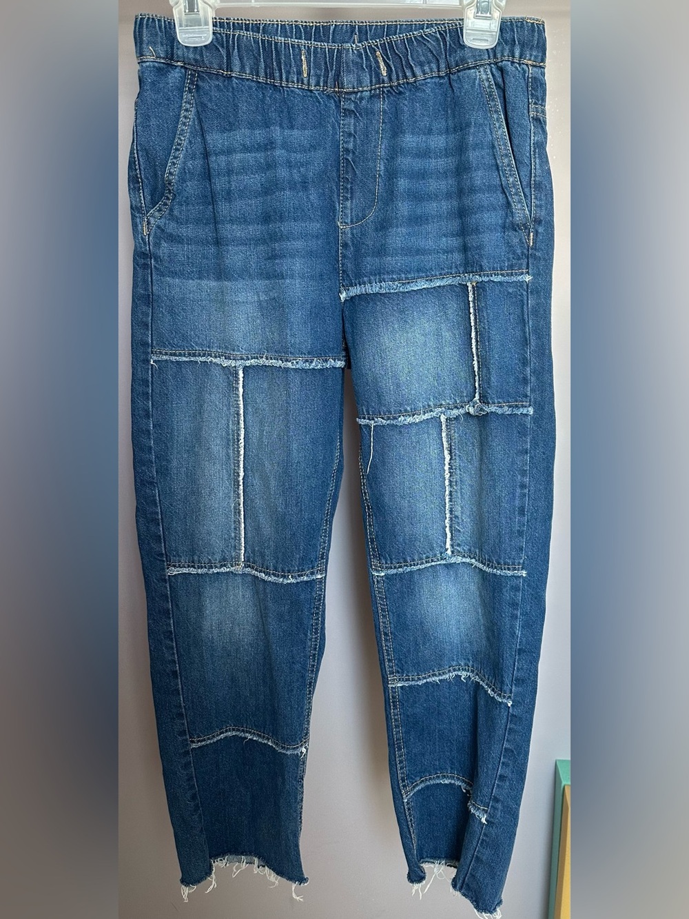 INDIGO REIN size MEDIUM  Women's Blue Patchwork Relaxed Jeans